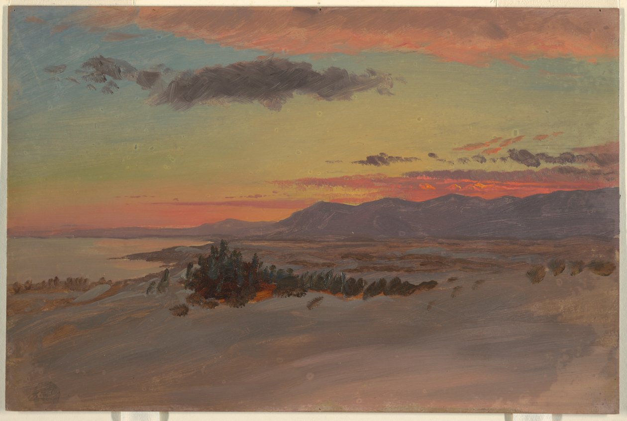 Rysunek, Dolina Hudson zimą, Patrząc na południowy zachód od Olany, 1870–80 autorstwa Frederic Edwin Church