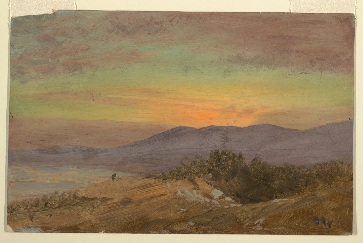 Rysunek, dolina Hudson, zachód słońca, 1869-70 autorstwa Frederic Edwin Church