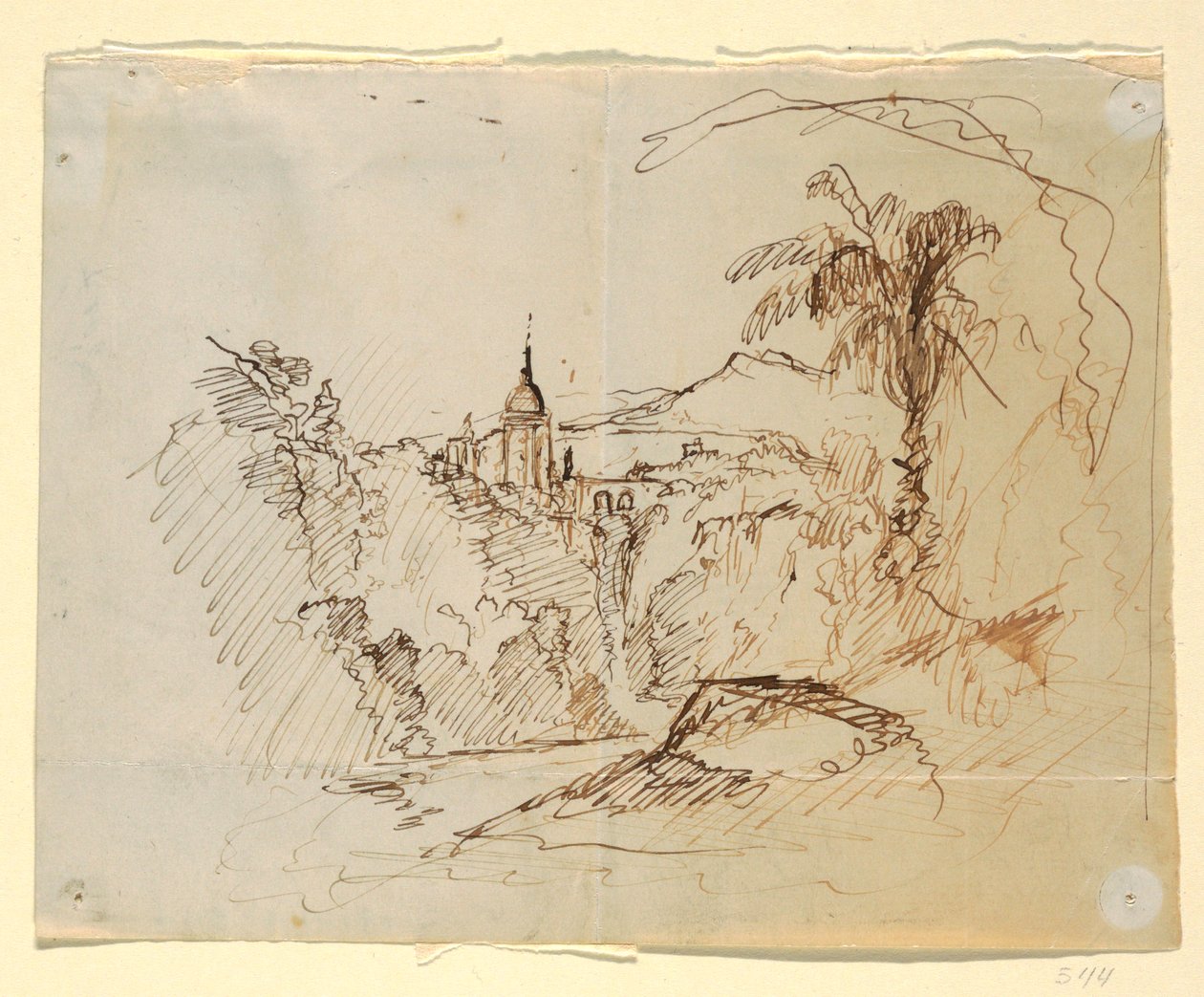Rysunek, wyimaginowany krajobraz, 1865-66 autorstwa Frederic Edwin Church