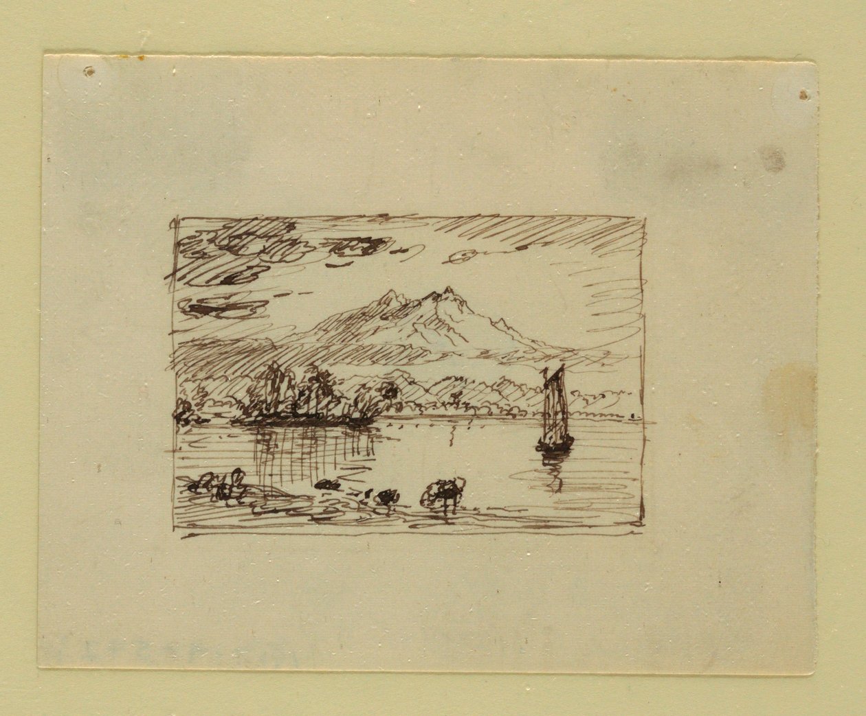 Rysunek, wyimaginowany krajobraz, ok. 1850 r. autorstwa Frederic Edwin Church