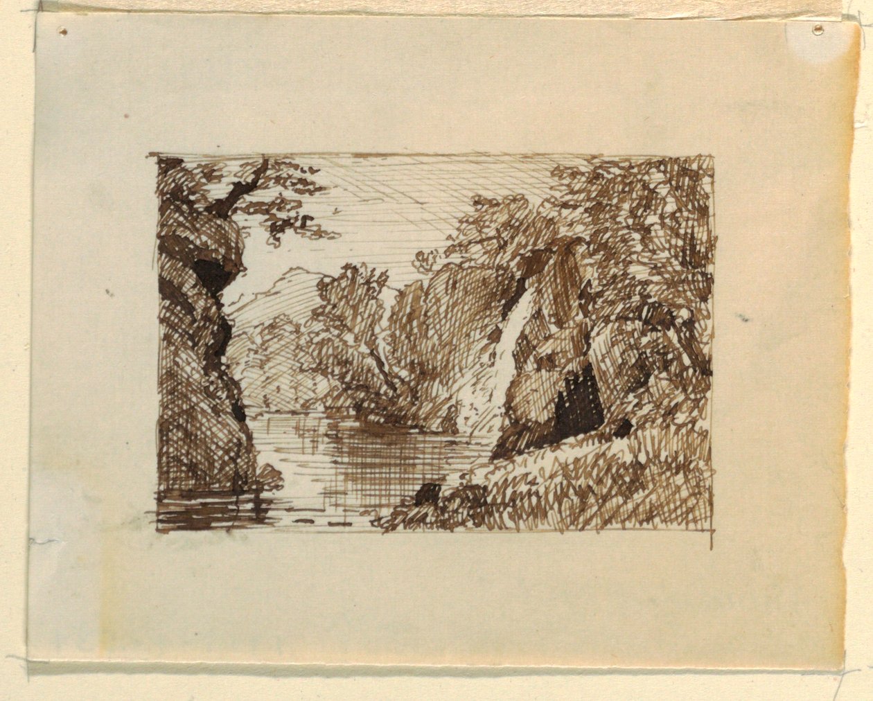 Rysunek, wyimaginowany krajobraz z, ok. 1870-73 autorstwa Frederic Edwin Church