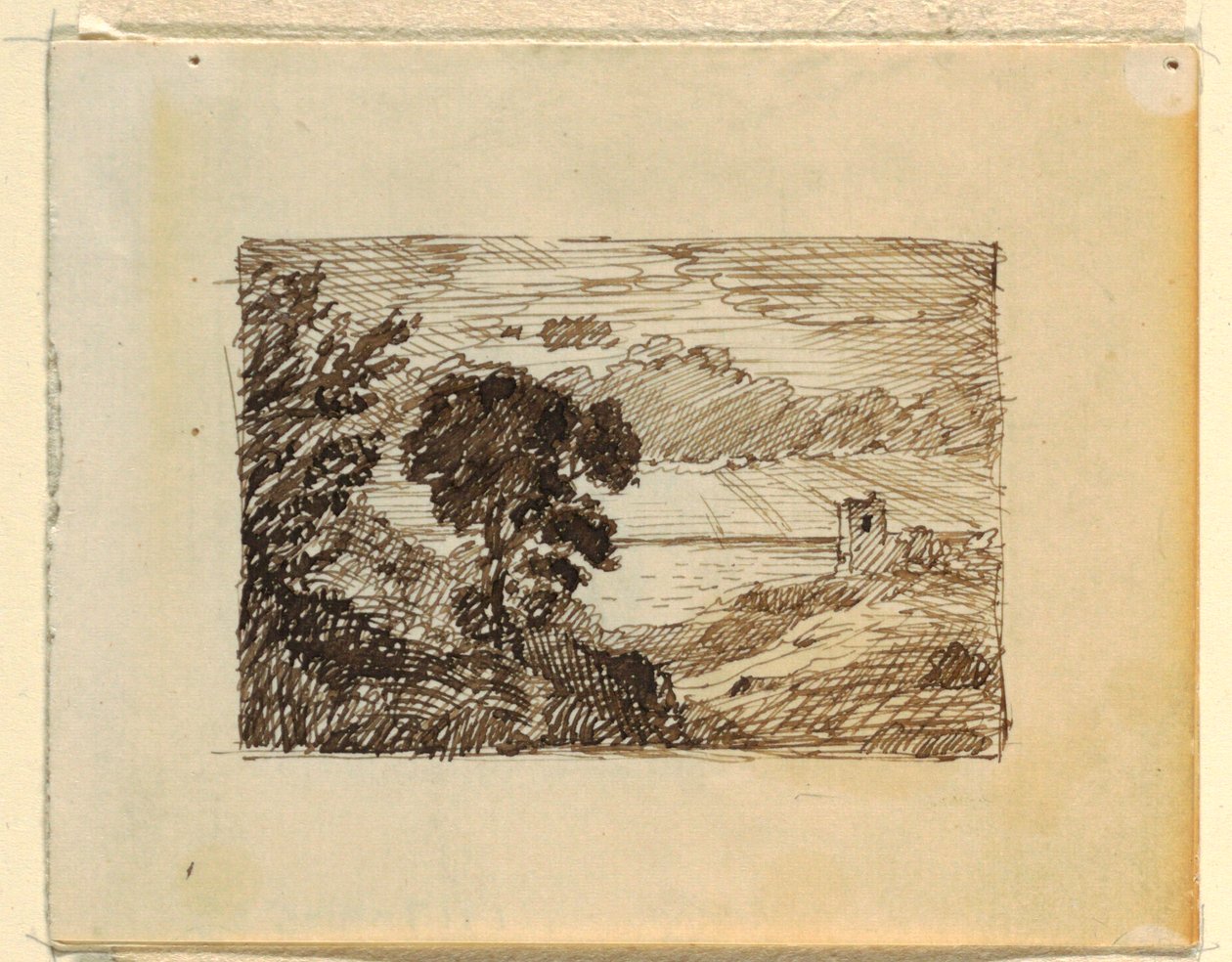 Rysunek, wyimaginowany krajobraz z, ok. 1870-73 autorstwa Frederic Edwin Church