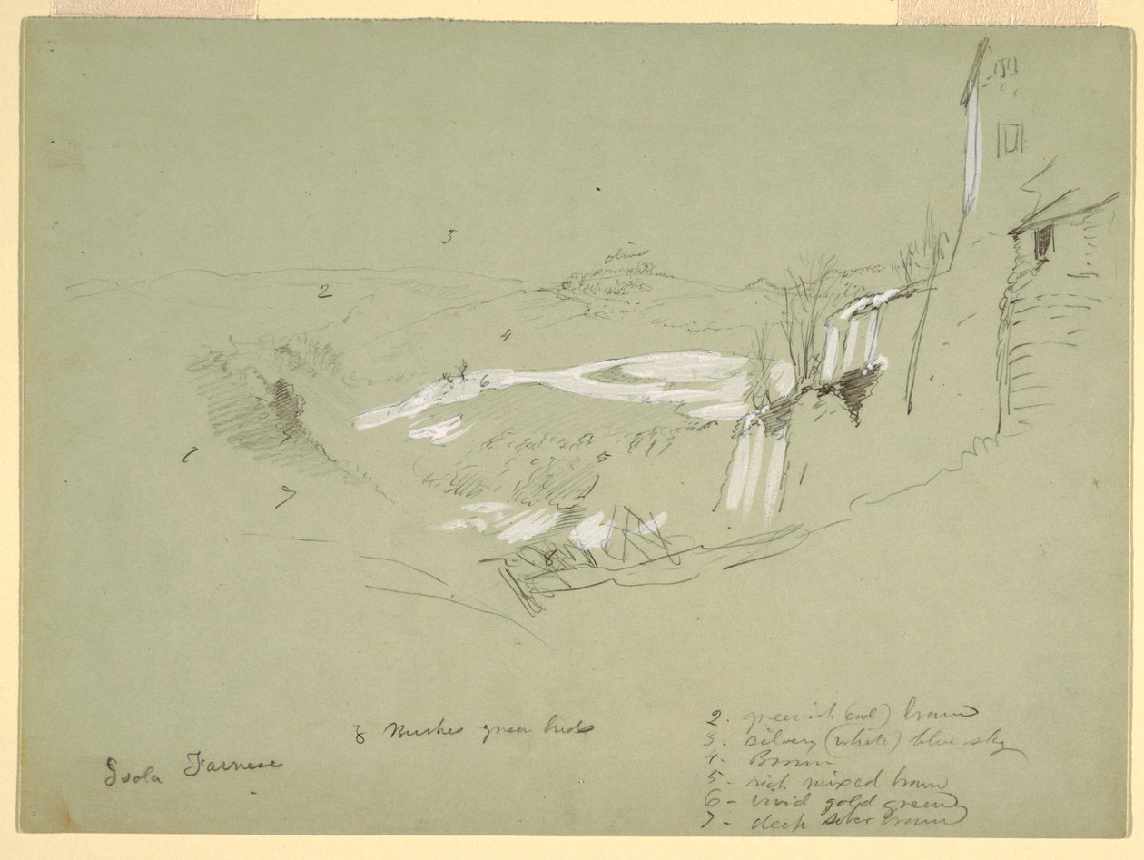 Rysunek, Isola Farnese w rzymskiej Kampanii, Włochy, maj 1869 r. autorstwa Frederic Edwin Church