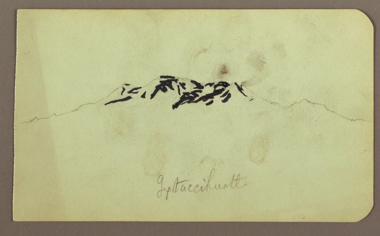 Rysunek, szczyty Itaccihuatl; Verso: piec do pieczenia, 1883 r. autorstwa Frederic Edwin Church
