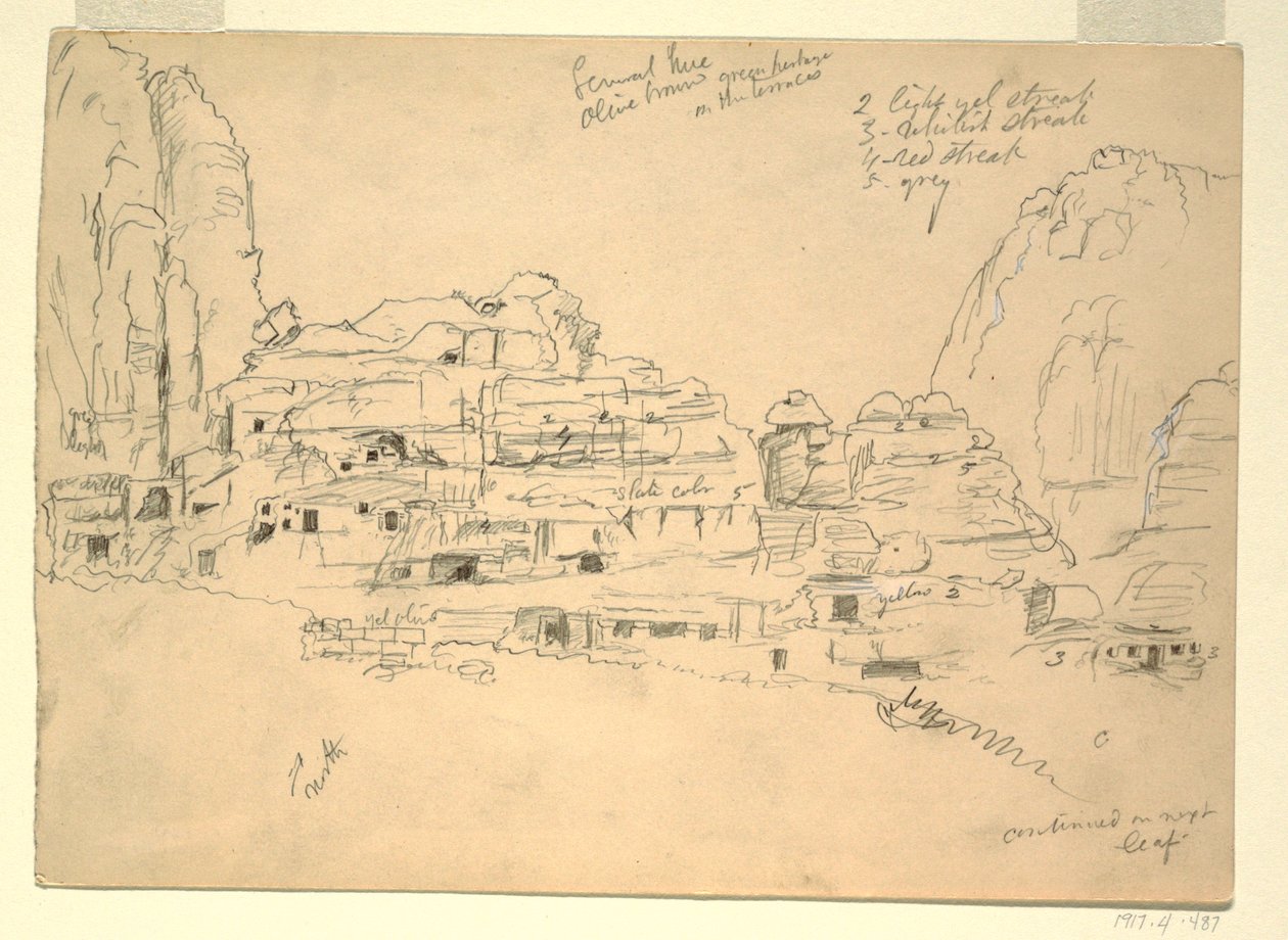 Rysunek, Khirbet-en-Nasara, Petra, Jordania, 26 lutego 1868 r. autorstwa Frederic Edwin Church
