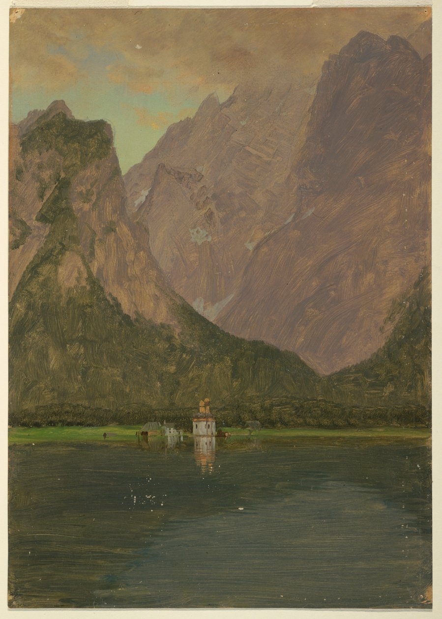 Rysunek, Koenigsee, niedaleko Berchtesgaden, Bawaria, 1868 r. autorstwa Frederic Edwin Church