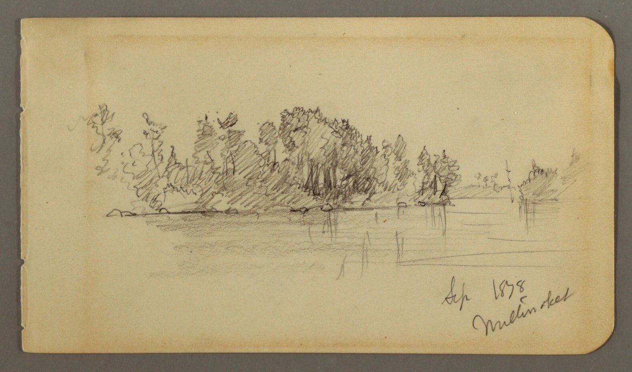 Rysunek, Jezioro i zalesiony brzeg, 1878 r. autorstwa Frederic Edwin Church