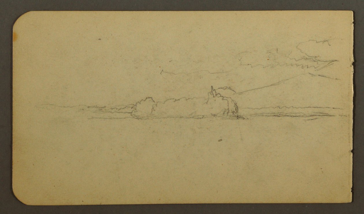 Rysunek, jezioro patrząc w kierunku góry Katahdin, 1878 r. autorstwa Frederic Edwin Church