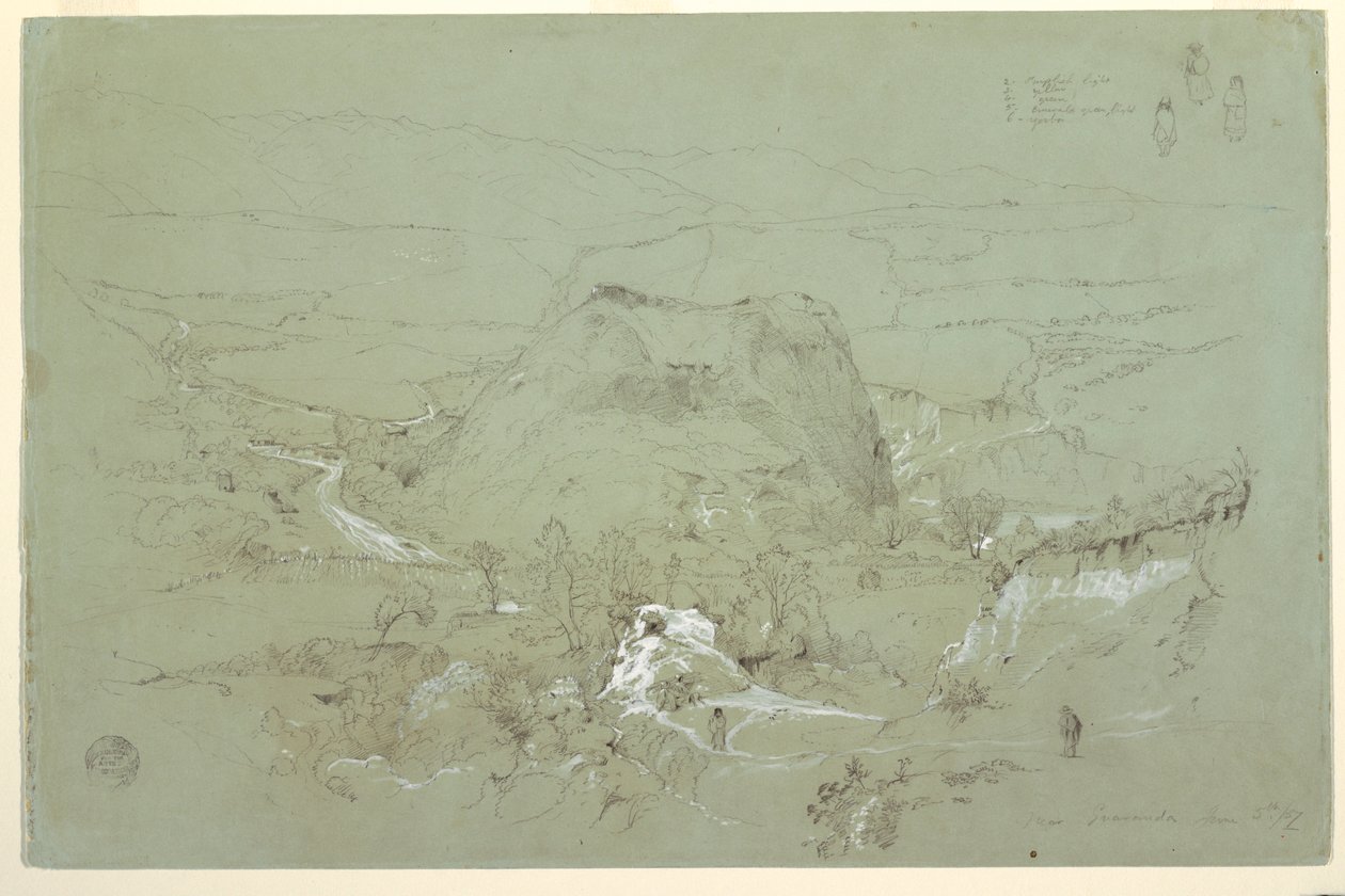 Rysunek, Krajobraz w pobliżu Guarandy, Ekwador, 5 czerwca 1857 r. autorstwa Frederic Edwin Church