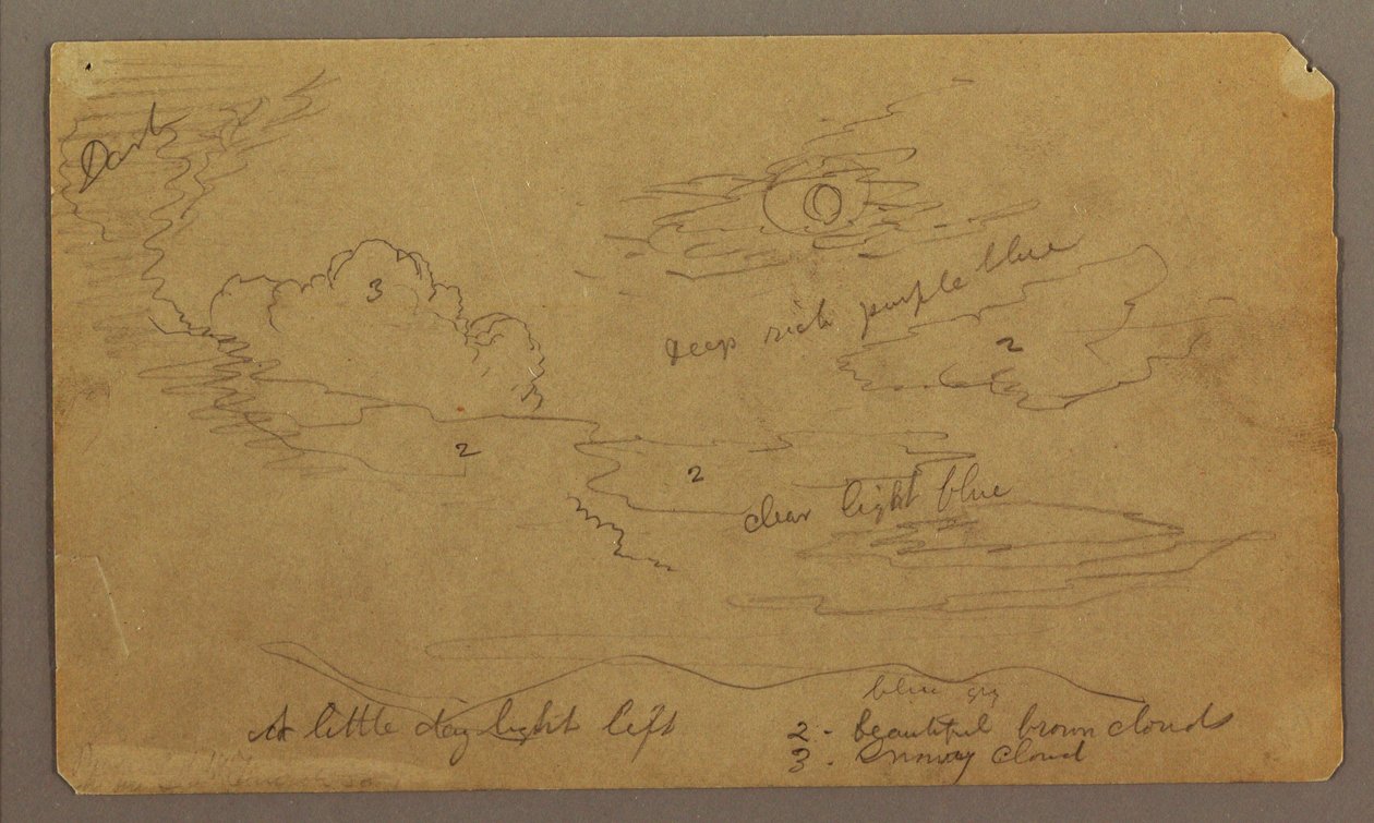 Rysunek, Pejzaż; Verso: Szkice botaniczne, 1865 r. autorstwa Frederic Edwin Church