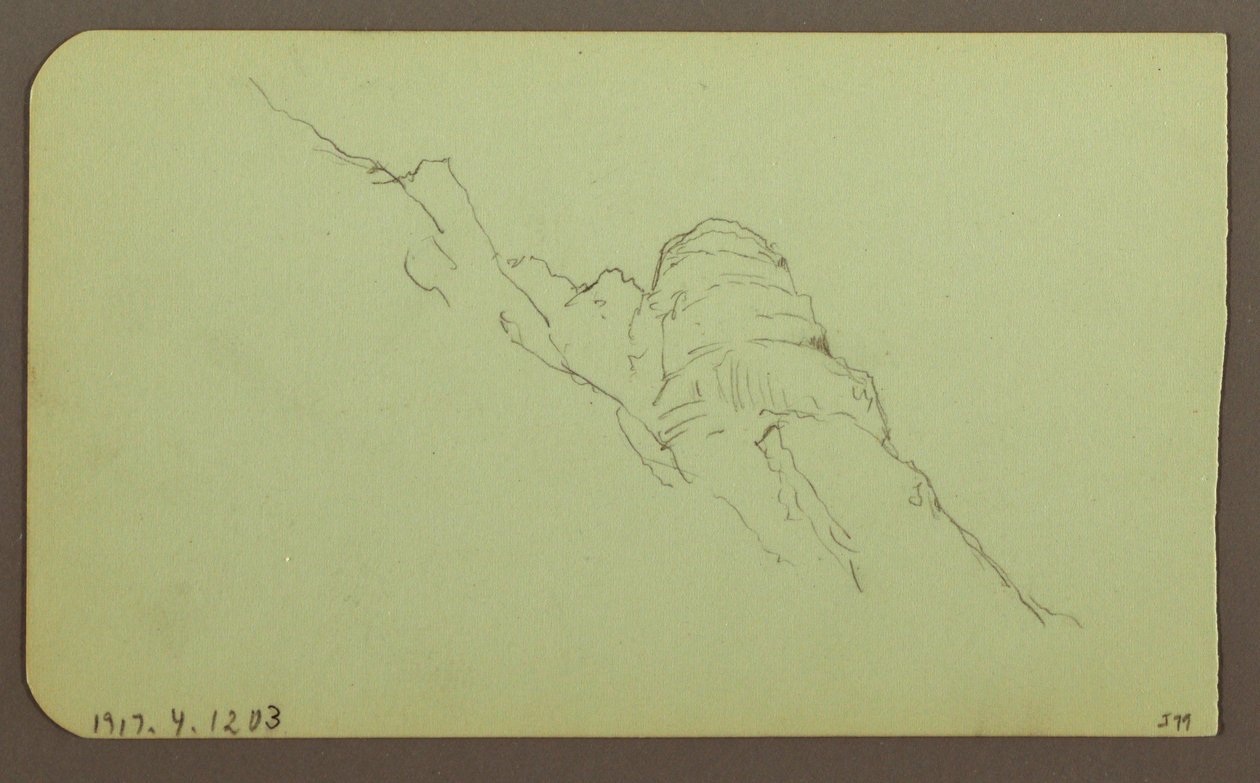 Rysunek, pejzaż; Verso: zbocze góry, 1883 r. autorstwa Frederic Edwin Church