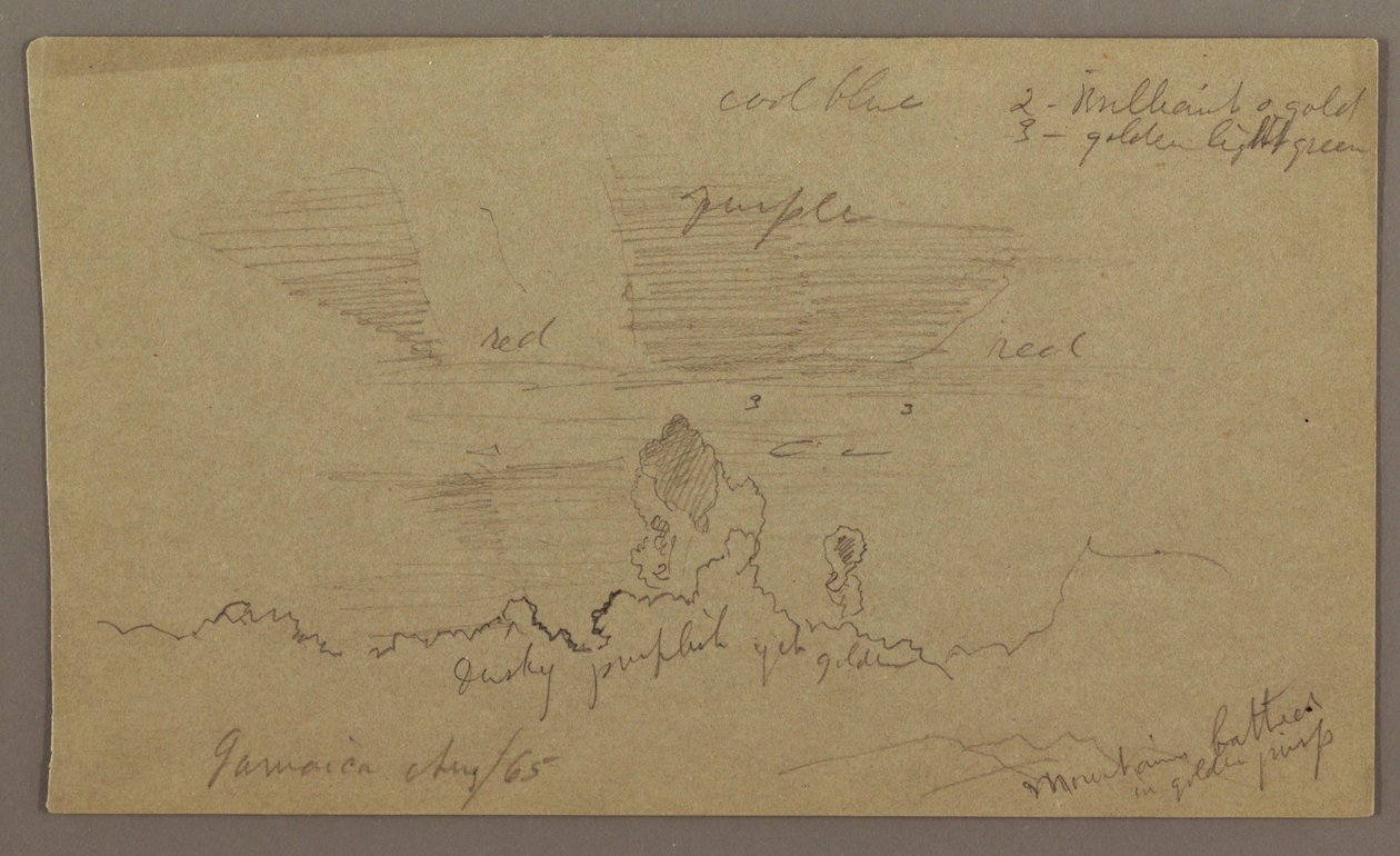 Rysunek, Krajobraz; Verso: Niebo, sierpień 1865 r. autorstwa Frederic Edwin Church