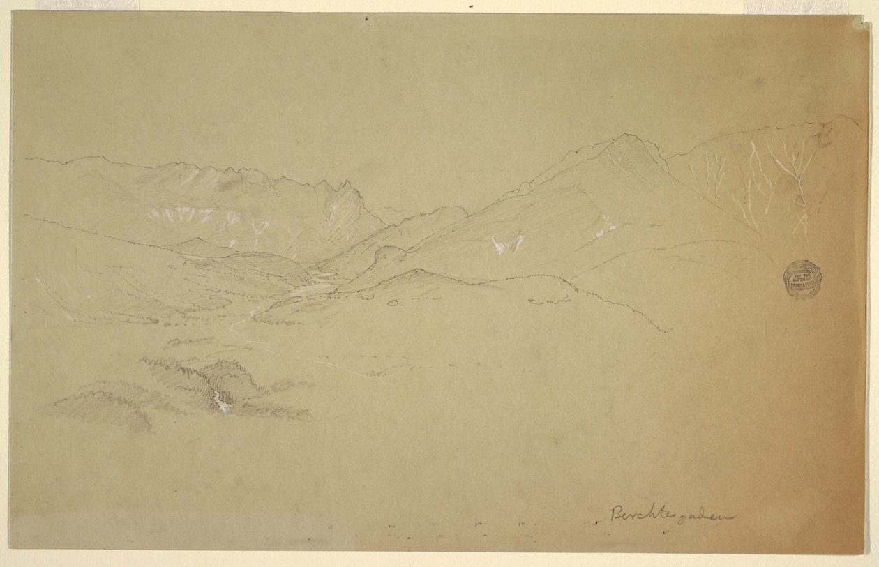 Rysunek, Krajobraz w pobliżu Berchtesgaden, czerwiec-lipiec 1868 r. autorstwa Frederic Edwin Church