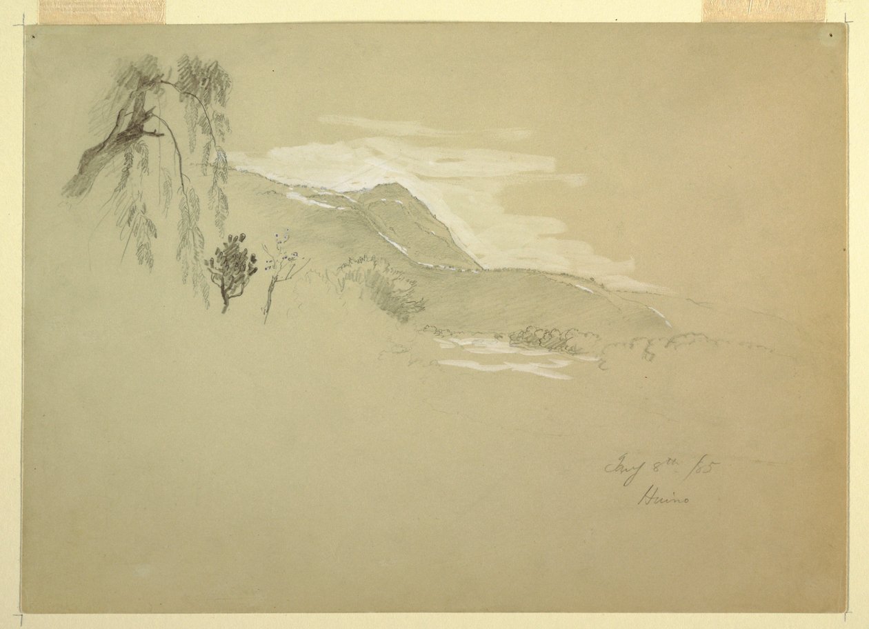 Rysunek, Krajobraz w pobliżu Huino, Meksyk, 8 stycznia 1885 r. autorstwa Frederic Edwin Church