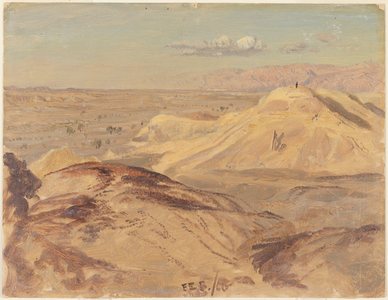 Rysunek, Krajobraz w pobliżu Petry, luty 1868 r. autorstwa Frederic Edwin Church
