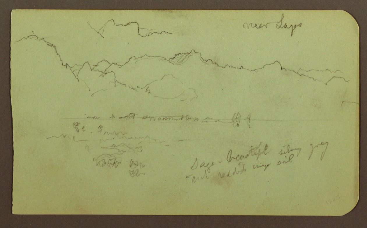 Rysunek, Pejzaż "w pobliżu Lagos"; Verso: Pejzaż, 1883 r. autorstwa Frederic Edwin Church