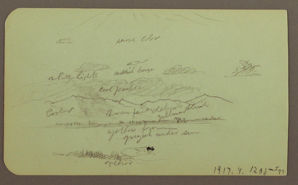 Rysunek, Pejzaż z kościołem; Verso: Pejzaż, 1883 autorstwa Frederic Edwin Church
