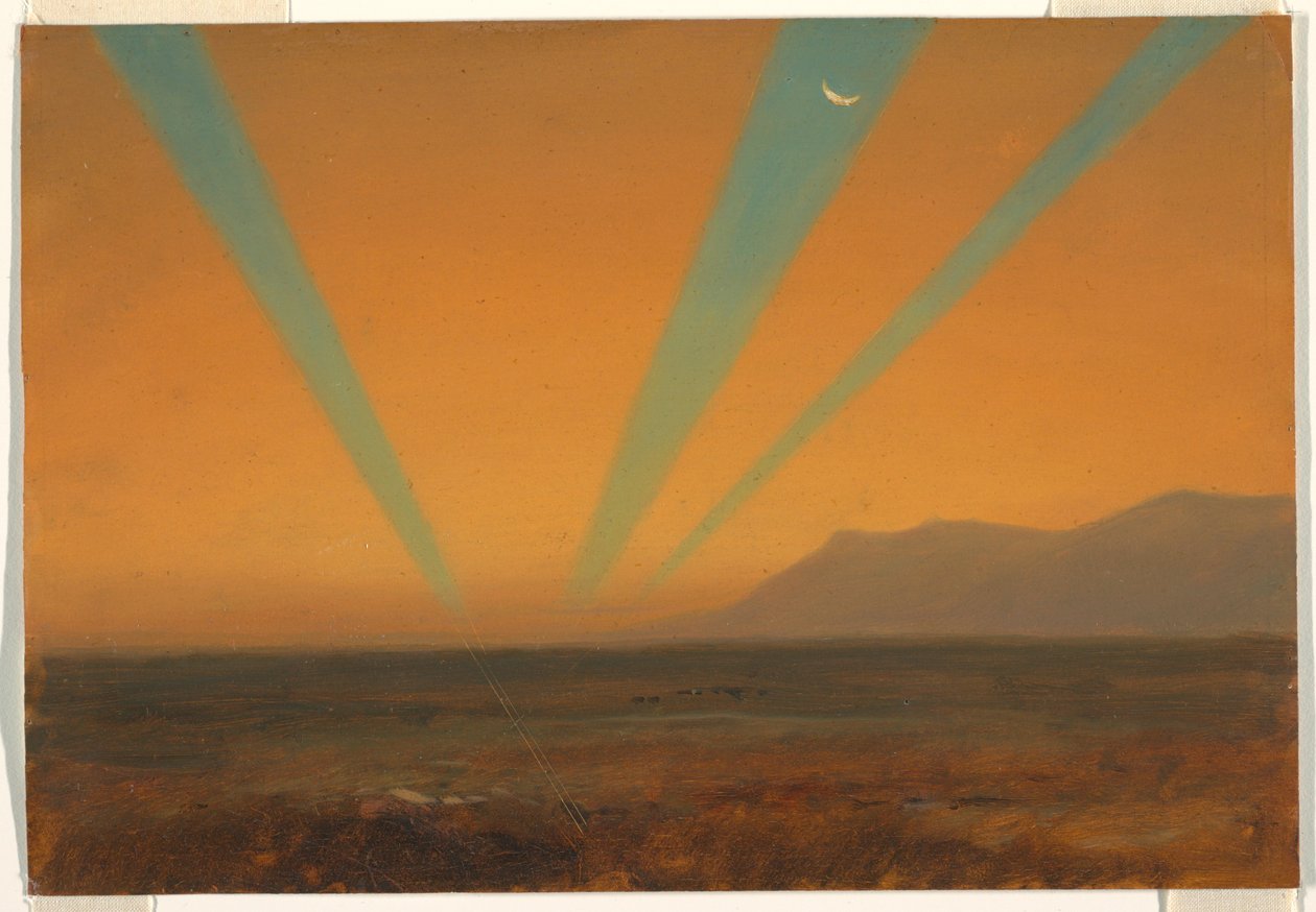 Rysunek, Krajobraz z zachodem słońca, 1860-70 autorstwa Frederic Edwin Church