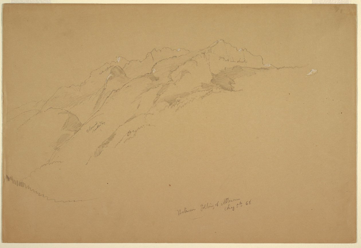 Rysunek, Krajobrazy między Golling i Abtenau, 5 sierpnia 1868 r. autorstwa Frederic Edwin Church