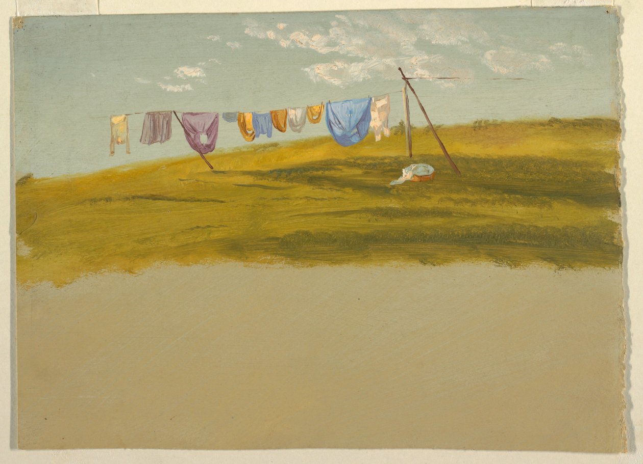 Rysunek, pranie rozwieszone do wyschnięcia, ok. 1865-75 autorstwa Frederic Edwin Church