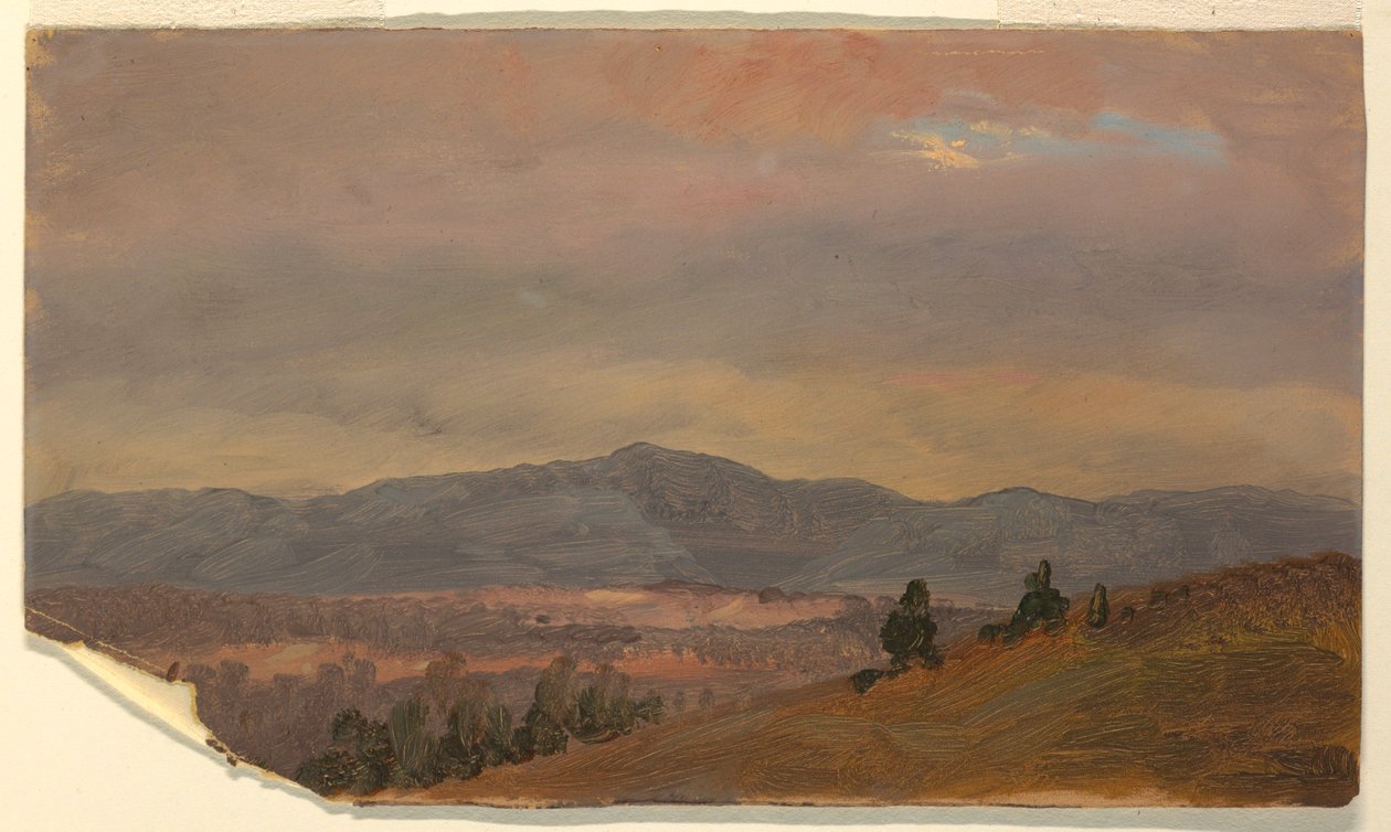 Rysunek, patrząc w stronę odległych wzgórz, dolina Hudson, Nowy Jork, 1870-80 autorstwa Frederic Edwin Church