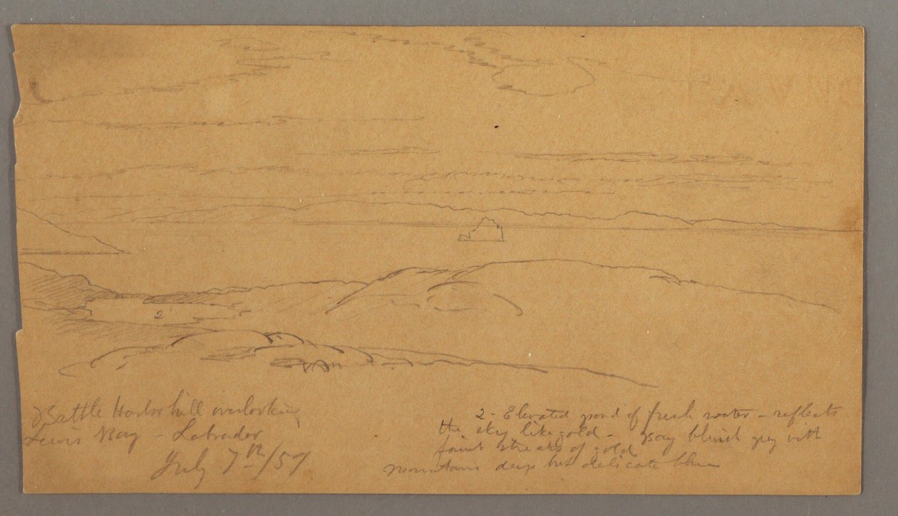 Rysunek, Louis Bay, Labrador, 7 lipca 1859 r. autorstwa Frederic Edwin Church