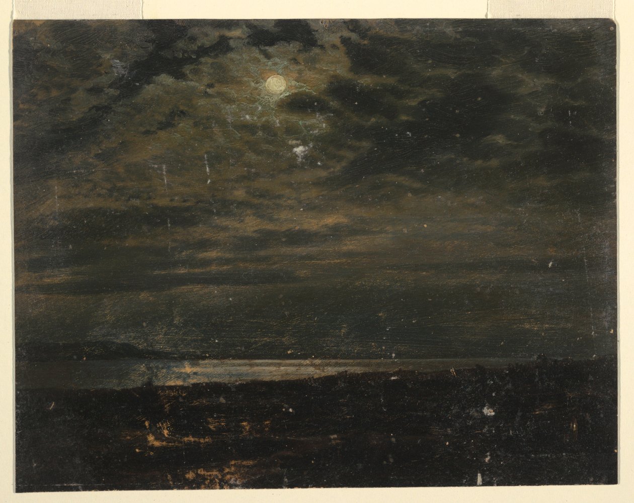 Rysunek, Wybrzeże Maine - światło księżyca, 1845-55 autorstwa Frederic Edwin Church
