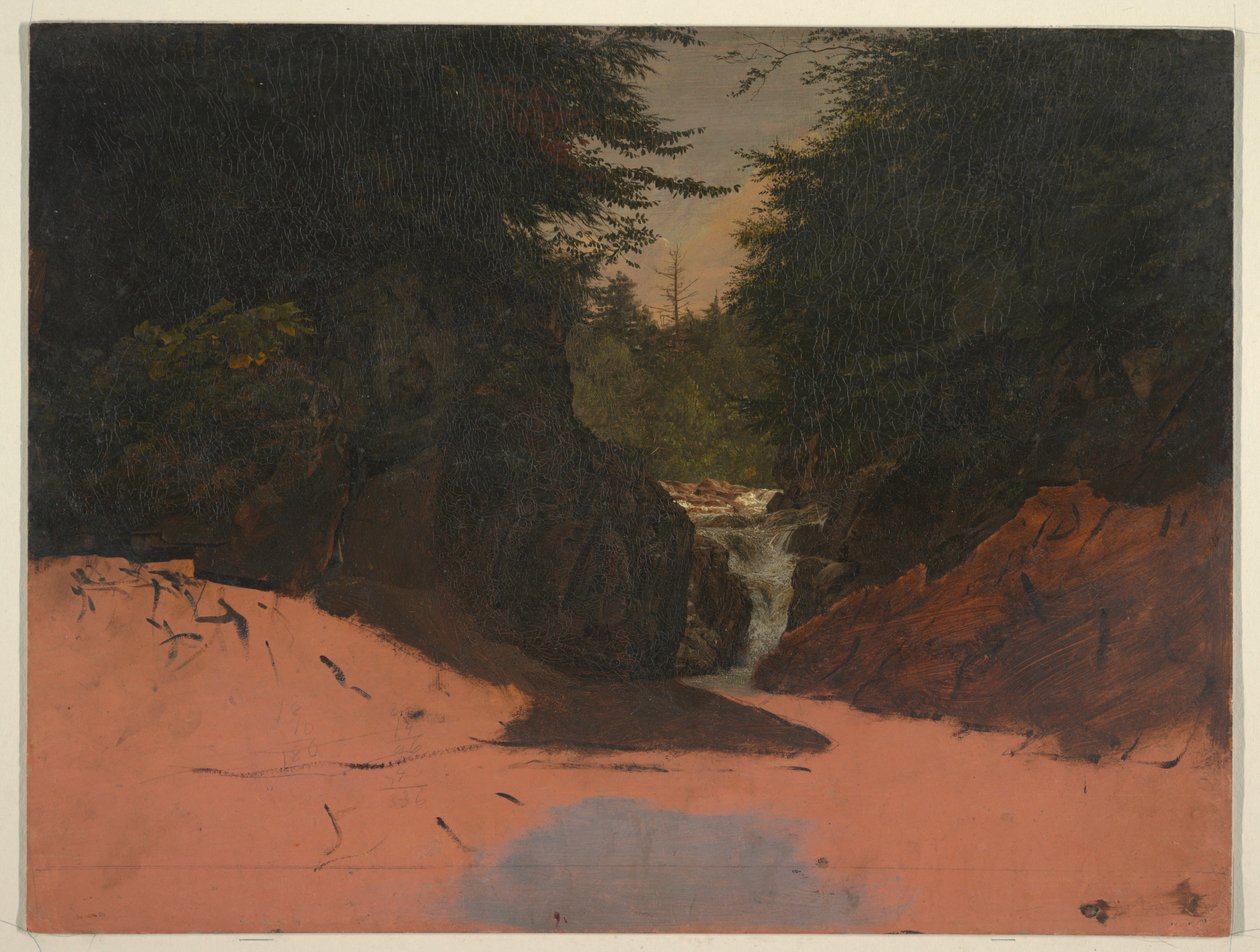 Rysunek, Maine, Mountain Stream, sierpień-wrzesień 1851 r. autorstwa Frederic Edwin Church