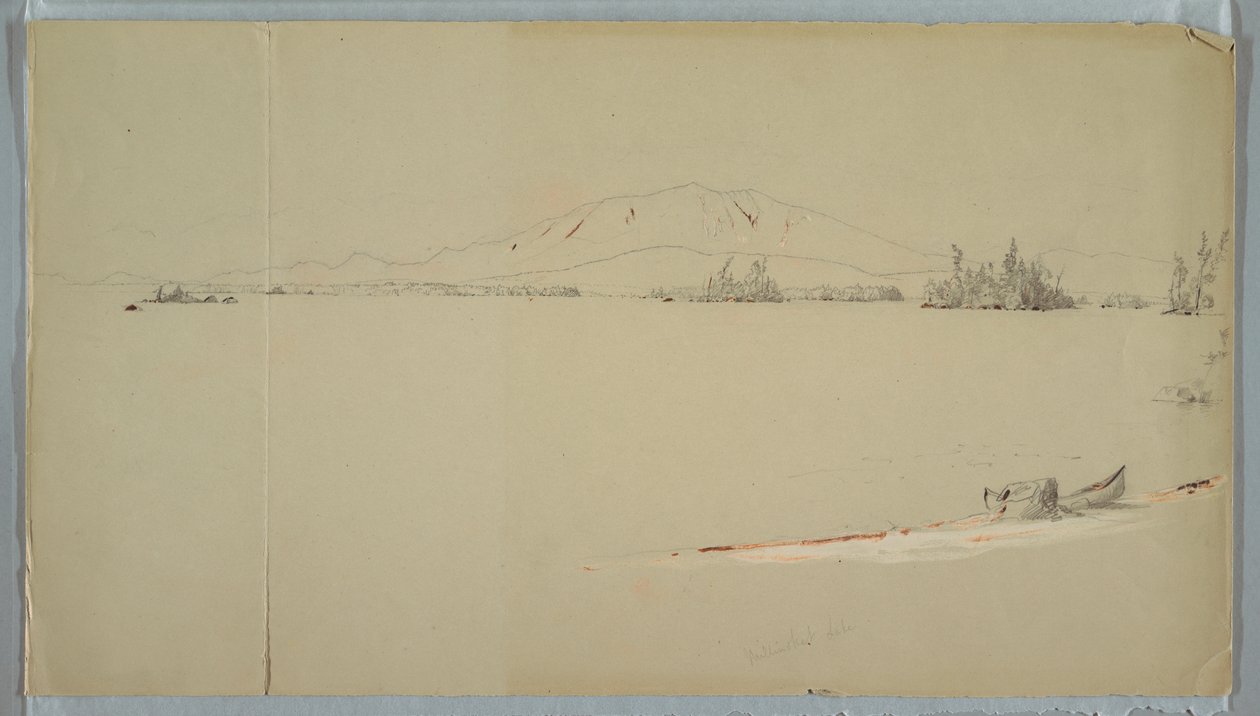 Rysunek, jezioro Millinocket, Maine, wrzesień 1878 r. autorstwa Frederic Edwin Church