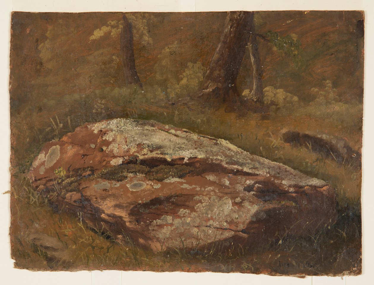 Rysunek, Mossy Rock, sierpień 1845 r. autorstwa Frederic Edwin Church