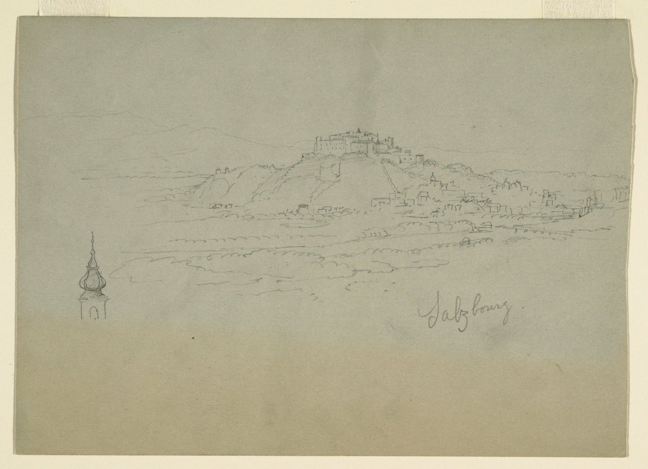 Rysunek, Motyw miasta w górzystym kraju, 1868 r. autorstwa Frederic Edwin Church