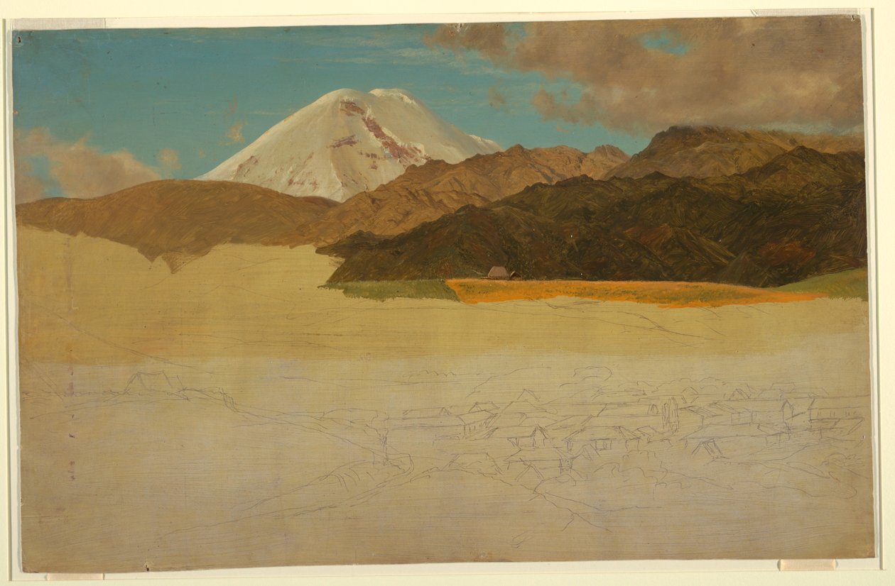 Rysunek, góra Chimborazo i Guaranda, Ekwador, maj lub czerwiec 1857 r. autorstwa Frederic Edwin Church
