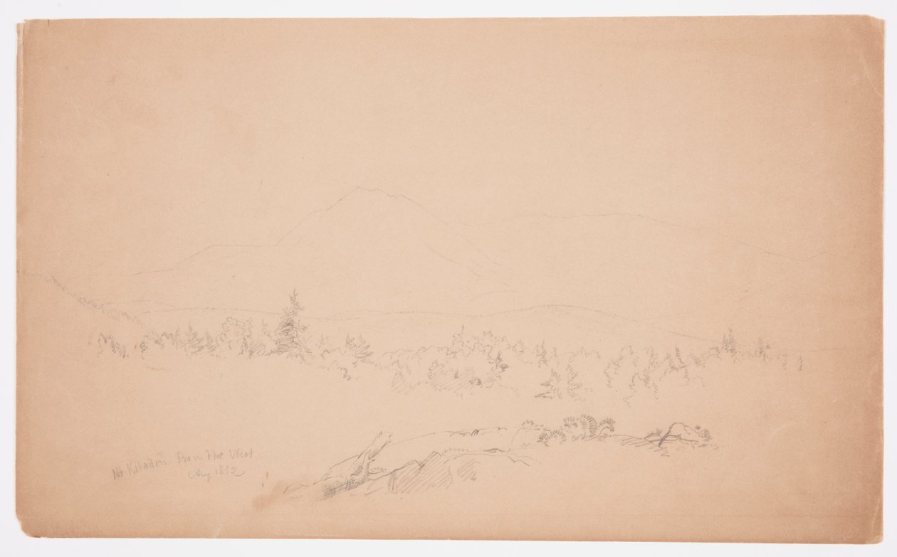 Rysunek "Mount Katahdin from the West" [Patrząc na zachód w kierunku Mount Katahdin], sierpień 1852 r. autorstwa Frederic Edwin Church