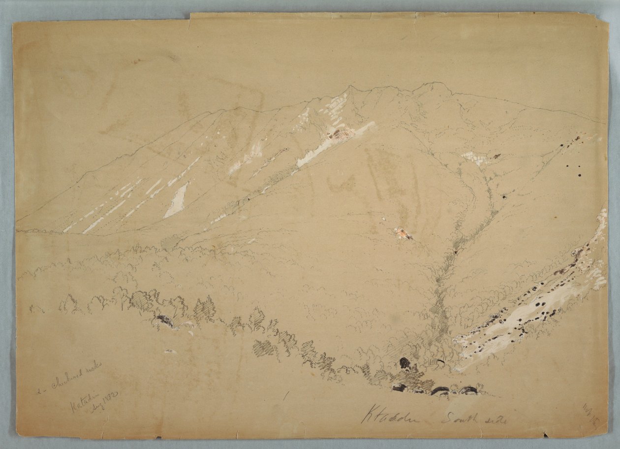 Rysunek przedstawiający górę Katahdin od strony południowej, sierpień 1852 r. autorstwa Frederic Edwin Church