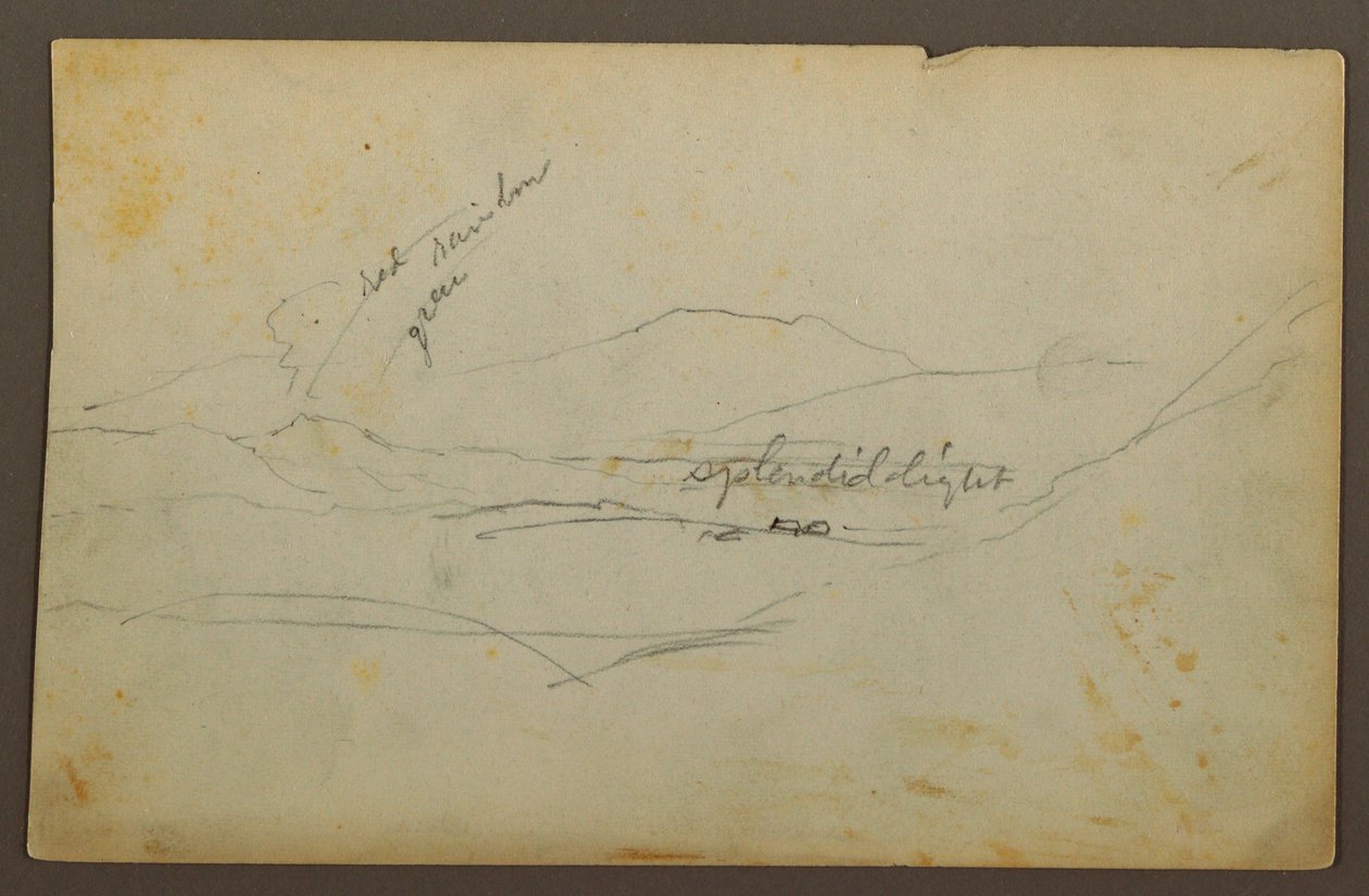Rysunek, Krajobraz górski, Kolumbia lub Ekwador, 1853 r. autorstwa Frederic Edwin Church