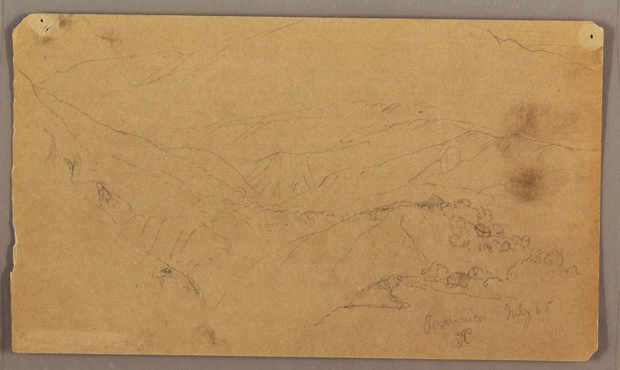 Rysunek, Krajobraz górski, Jamajka, Indie Zachodnie, lipiec 1865 r. autorstwa Frederic Edwin Church