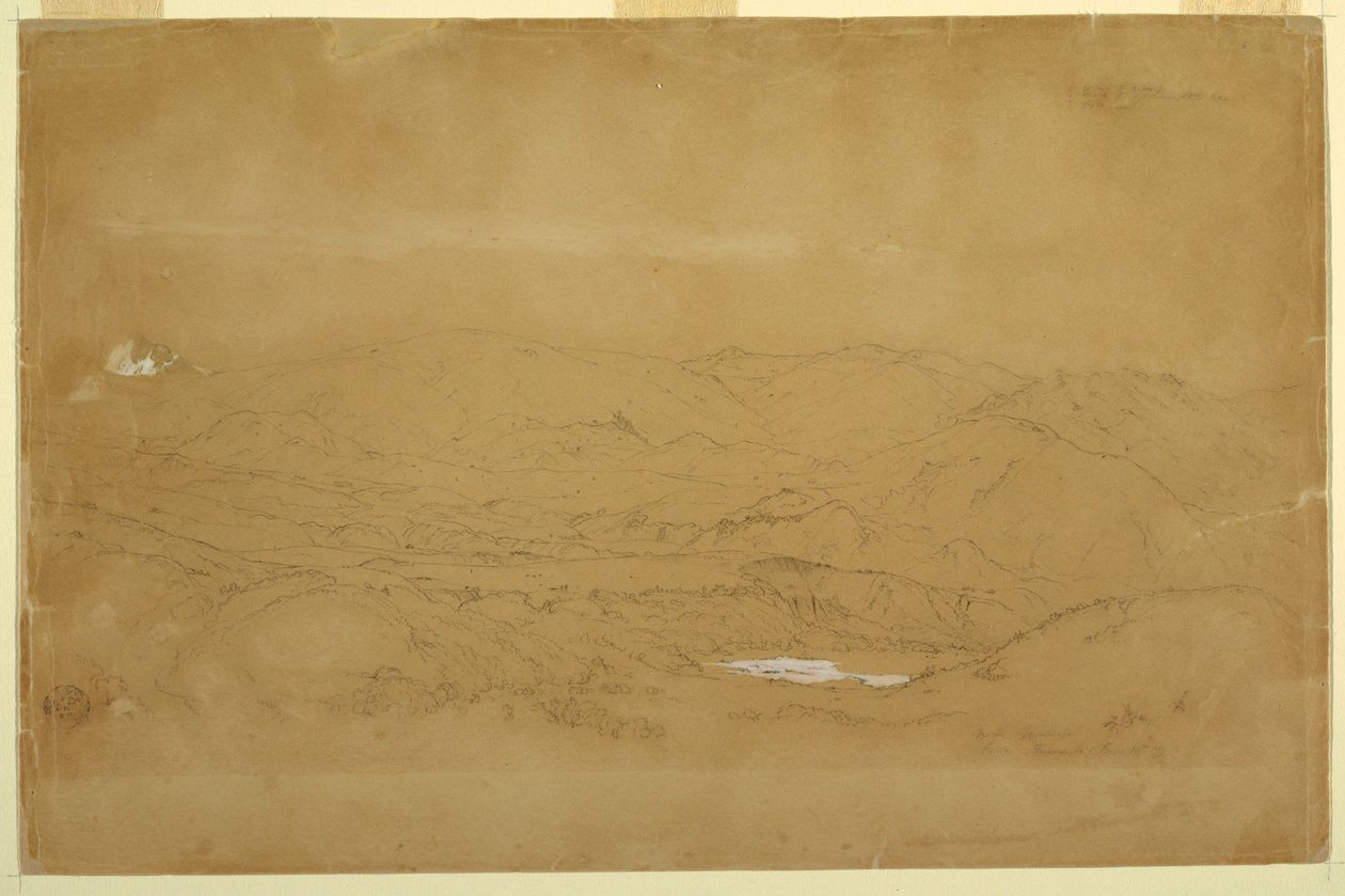 Rysunek, Krajobraz górski w pobliżu Guanojo i Guaranda, Ekwador, 10 czerwca 1857 r. autorstwa Frederic Edwin Church