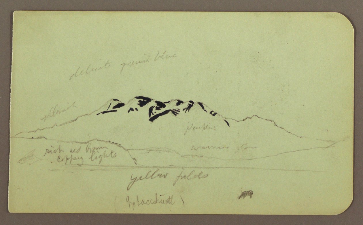 Rysunek, Krajobraz górski, "Itaccihuatl"; Verso: Szczyty górskie, 1883 r. autorstwa Frederic Edwin Church