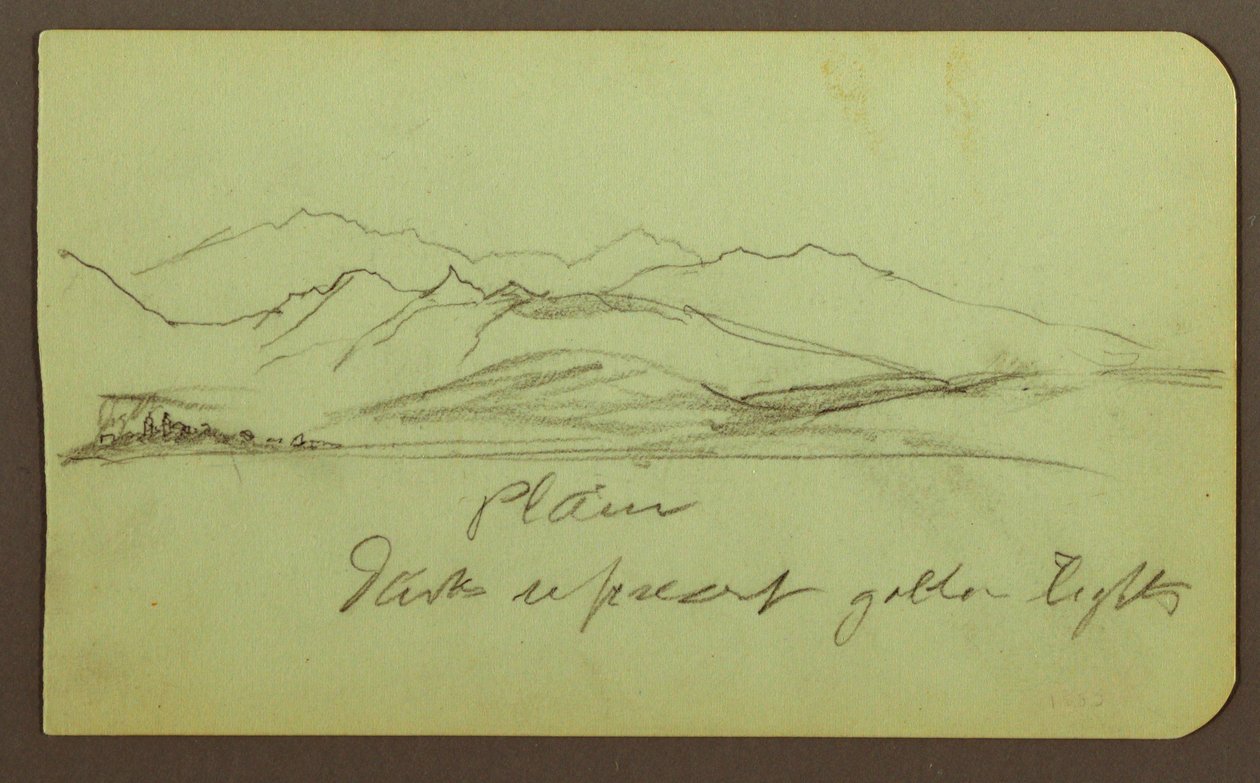 Rysunek, Pejzaż górski; Verso: Pejzaż górski, postać, 1883 autorstwa Frederic Edwin Church