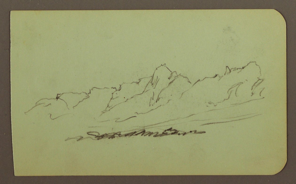 Rysunek, Krajobraz górski; Verso: Pasmo górskie, postać, 1883 autorstwa Frederic Edwin Church