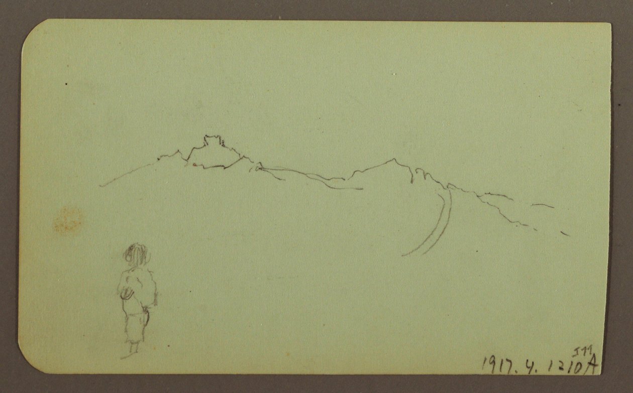 Rysunek, Krajobraz górski; Verso: Pasmo górskie, postać, 1883 autorstwa Frederic Edwin Church
