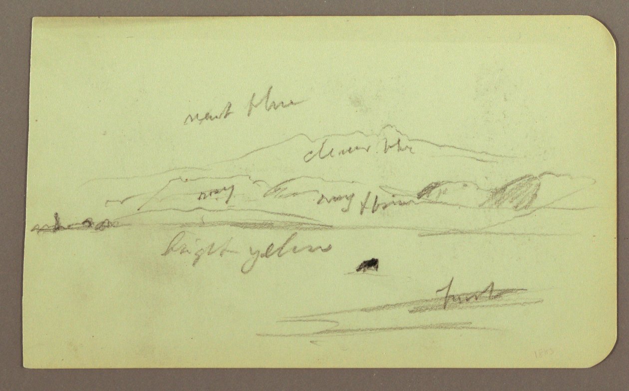 Rysunek, Krajobraz górski; Verso: Postać siedząca, Góra, 1883 autorstwa Frederic Edwin Church
