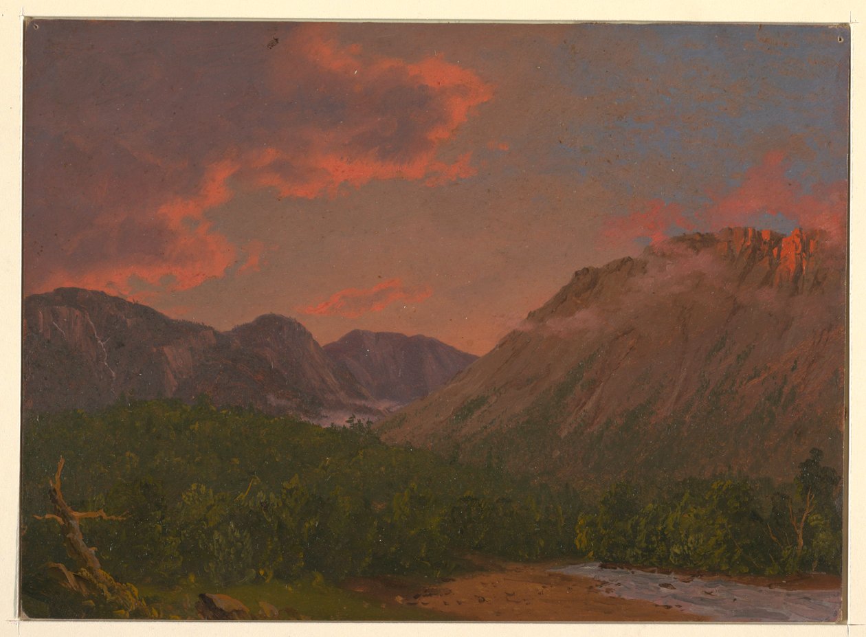 Rysunek, Krajobraz górski o zachodzie słońca, 1865 autorstwa Frederic Edwin Church