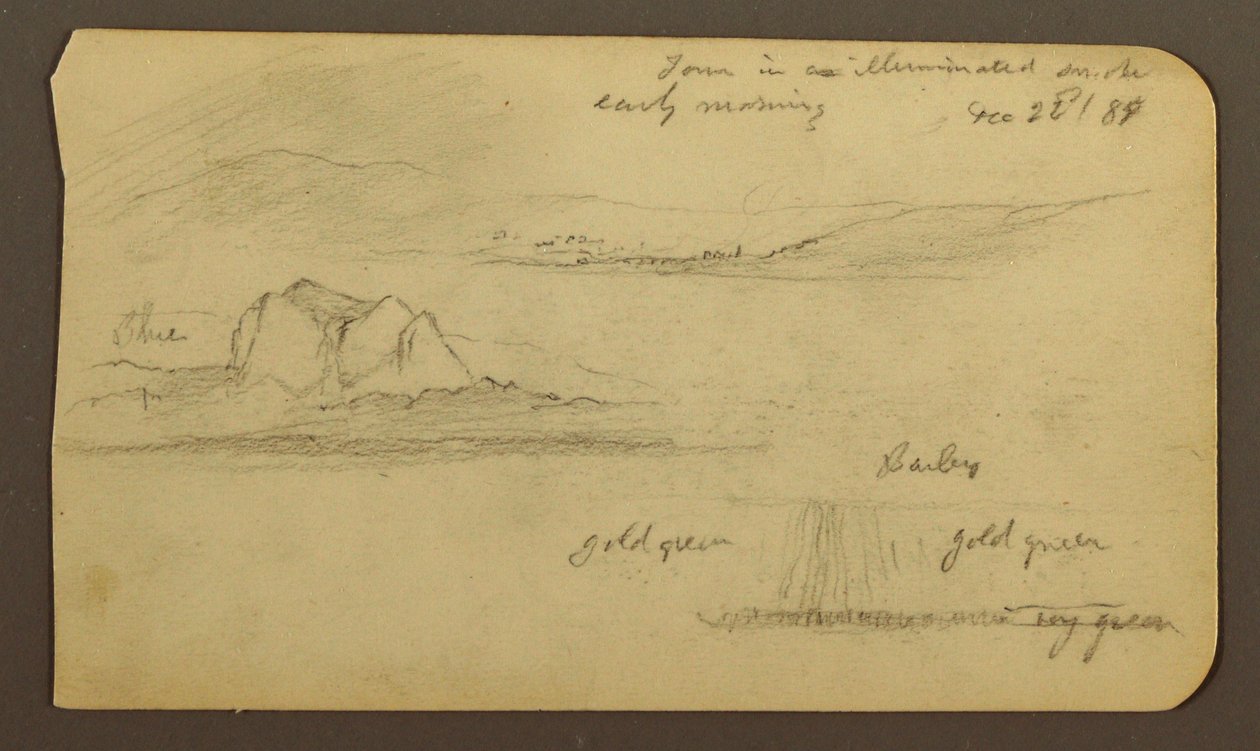 Rysunek, górskie krajobrazy; Verso: zbocze góry, Tocatecas, 22 grudnia 1884 r. autorstwa Frederic Edwin Church