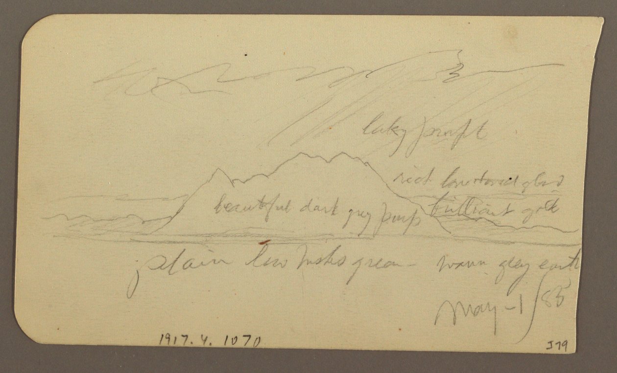 Rysunek, Szczyt górski; Verso: Rugged Range, 1 maja 1885 r. autorstwa Frederic Edwin Church