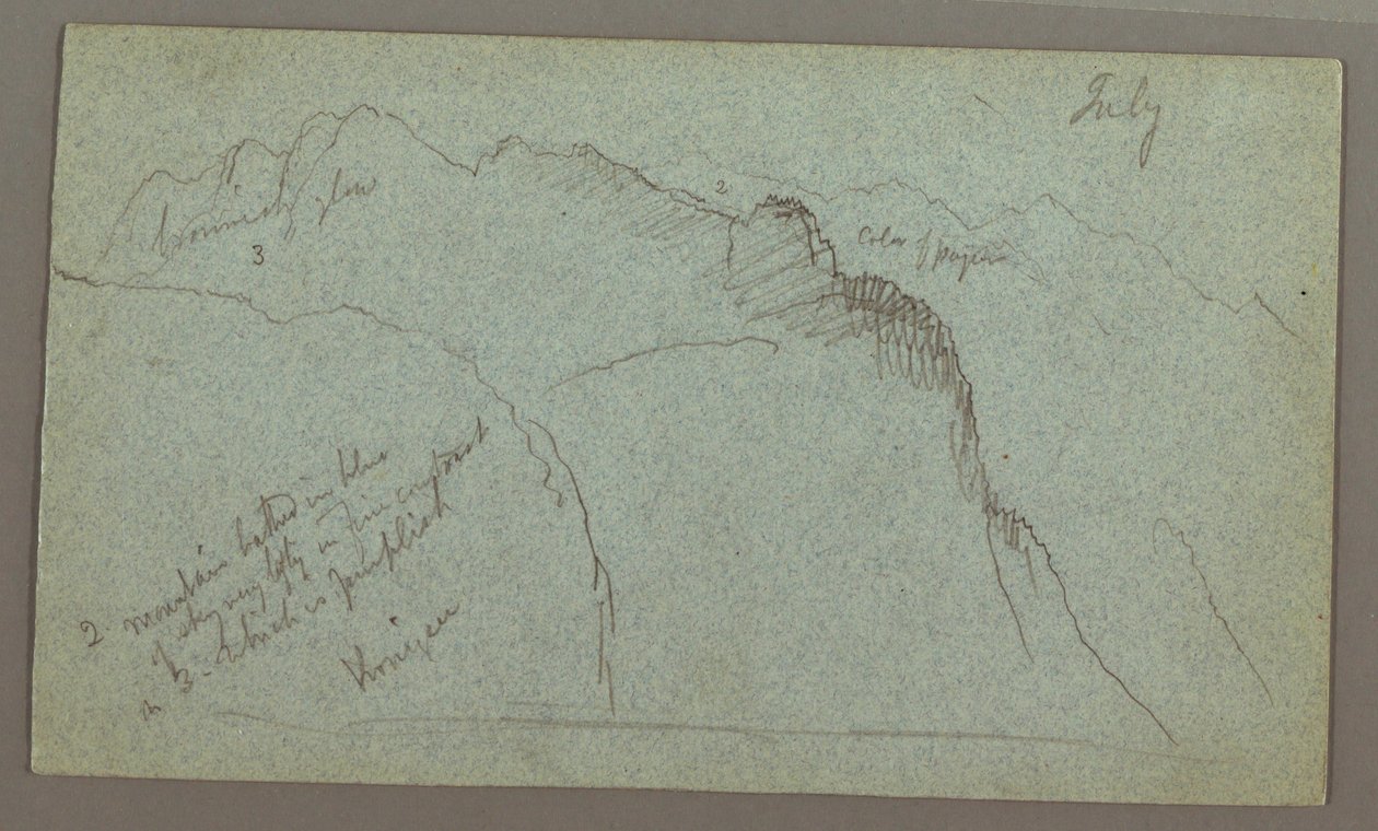Rysunek, Szczyty górskie, prawdopodobnie lipiec 1868 r. autorstwa Frederic Edwin Church
