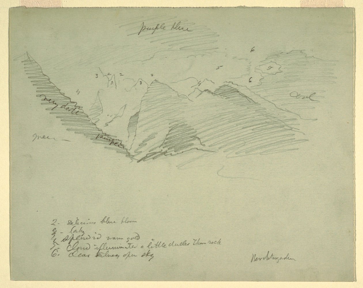 Rysunek, Szczyty górskie w pobliżu Berchtesgaden, Bawaria, czerwiec-lipiec 1868 r. autorstwa Frederic Edwin Church