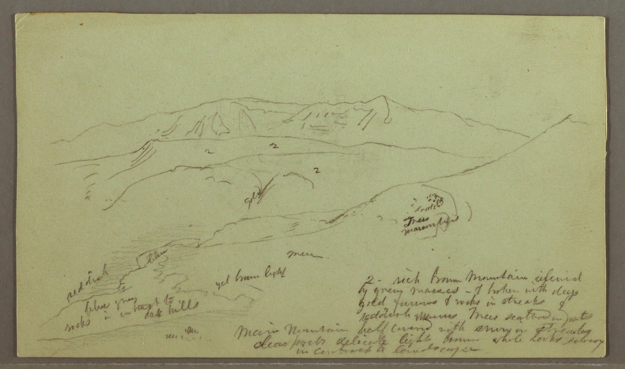 Rysunek, pasmo górskie, prawdopodobnie maj 1868 r. autorstwa Frederic Edwin Church