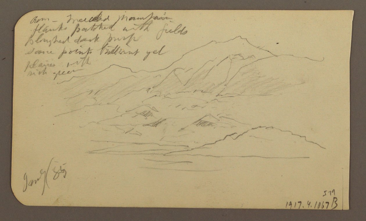 Rysunek, pasmo górskie, Toluca; Verso: pasmo górskie, Toluca, 7 stycznia 1885 r. autorstwa Frederic Edwin Church