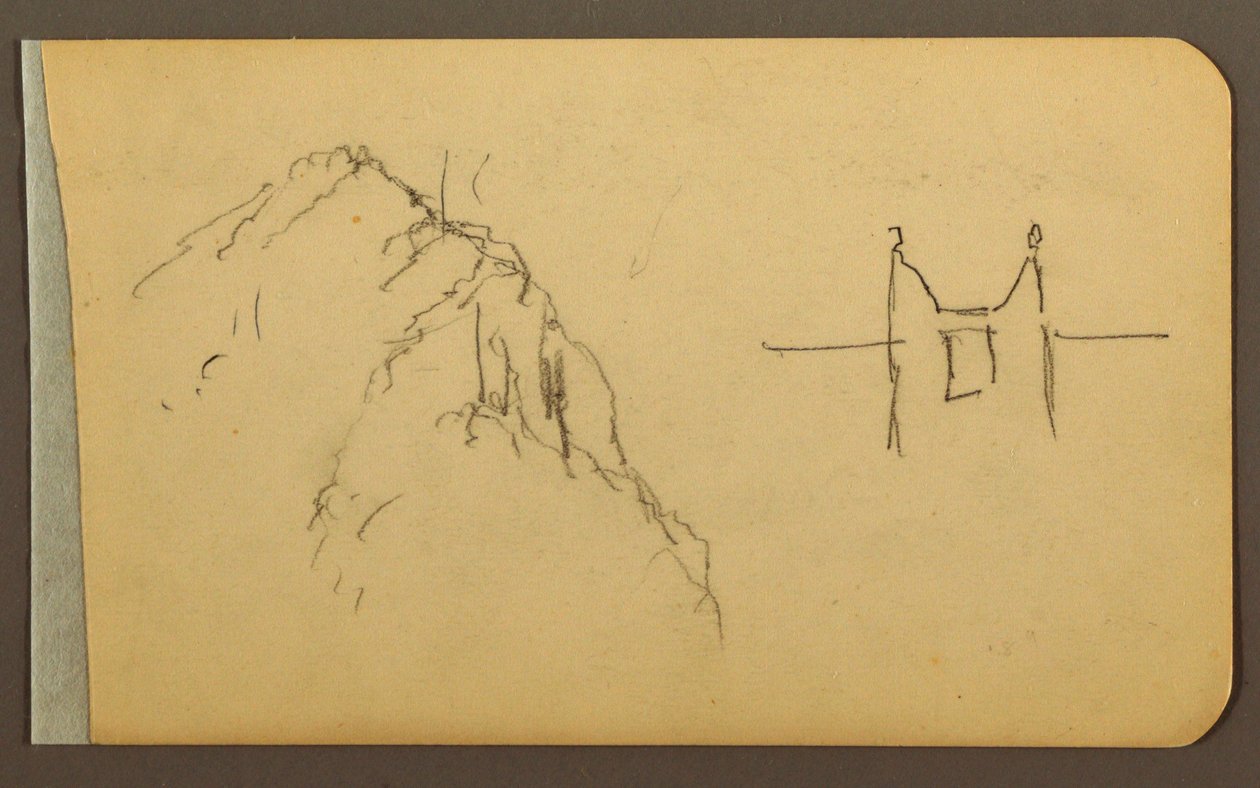 Rysunek, Mountain Side, wieżyczka; Verso: Mountain Side, 1889 r. autorstwa Frederic Edwin Church